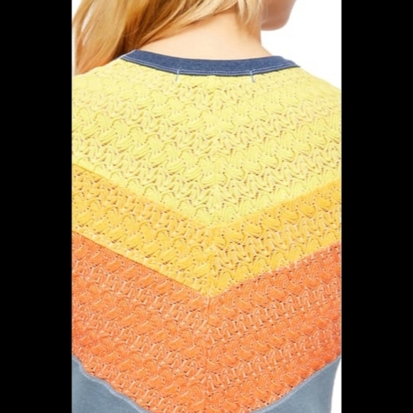 We The Free People In 🌈 rainbows crochet top mixed media Top **dark spots**asis - Picture 5 of 15